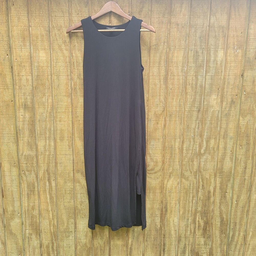 Banana Republic Black Sleeveless High Side Slit Slinky Dress Womens Size S